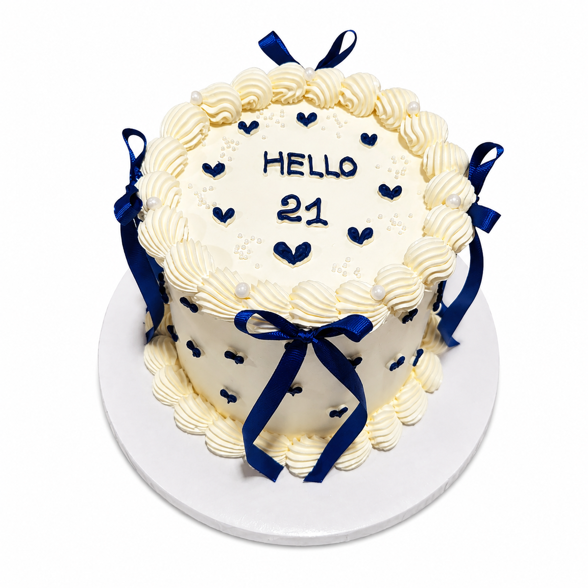 Blue Ribbon Heart Cake #BRH0702