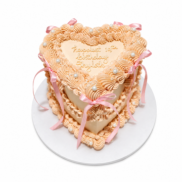 Peach Bow Heart Cake- #PBH0702