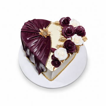 Royal Burgundy Heart Cake - #RB0702