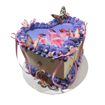 Gâteau à l'image comestible K-pop Lavande Cœur - #PT66